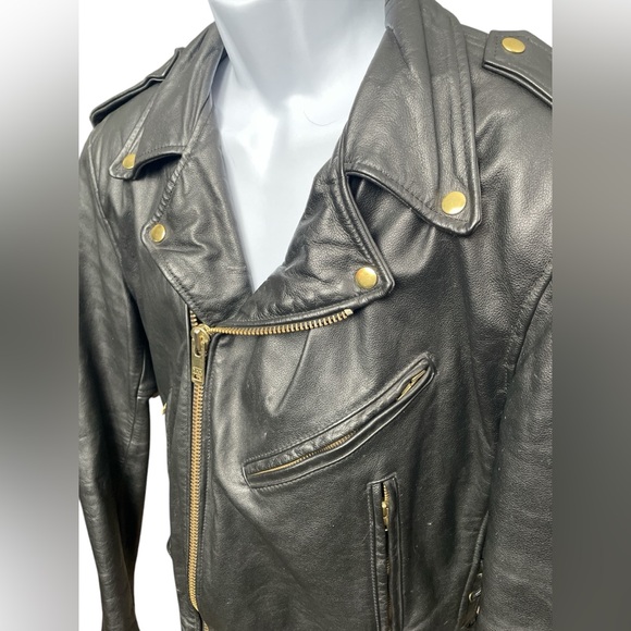 Vintage Bermans Street Legal Black Leather Motorcycle Jacket W/Liner, Size 40 - Picture 2 of 9